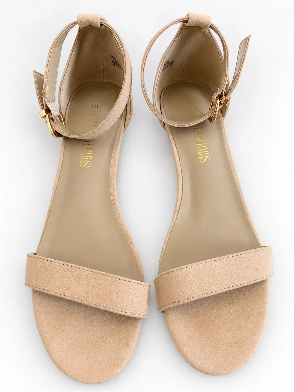 Dream Pairs Ingrid Nude Suede Ankle Strap Low Wedge Sandals Size 10
